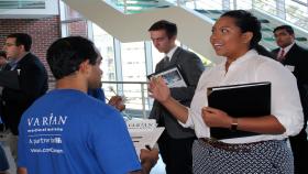 BME students had the opportunity to meet biotech industry representatives and discuss their ideas during the Biotech Career Fair.