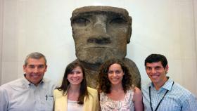 A team of students affiliated with the Petit Institute and their mentor get their photo op at the Smithsonian in Washington, D.C., where they are involved in an I-Corps L workshop. Pictured are, from left, Steve Renda (mentor), Jessie Butts, Katy Lassahn and Tom Bongiorno. Their teammate, Liane Tellier, isn't pictured here.