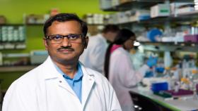 Understanding the biophysical cues provided by pathogenic particles may help vaccine developers fine tune the signals they already knew were being transmitted by the molecular information presented to the immune system. The research could provide a new tool for vaccine developers, said Krishnendu Roy, the Robert A. Milton Chair and professor in the Wallace H. Coulter Department of Biomedical Engineering at Georgia Tech and Emory University. (Credit: Rob Felt, Georgia Tech)