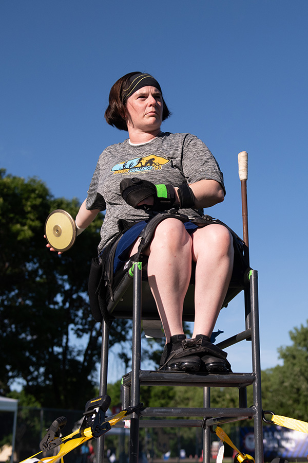 Cassie Mitchell prepares for her discus throw at the Paralympic Trials in June.