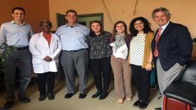 A team of Georgia Tech researchers is developing medical devices for an underserved population in Ethiopia. Pictured are (left to right): Yahia Ali (BME student), Mahlet Yigeremu (Department of Obstetrics &amp; Gynecology, Addis Ababa University, Addis Ababa, Ethiopia), James Stubbs (BME professor of practice), Elizabeth Kappler (BME student), Hannah Geil (BME student), Elianna Paljug (BME student), Rudy Gleason (BME associate professor/Petit Institute researcher).