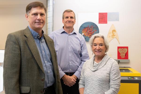 (Left-to-right) Joseph Le Doux, Paul Benkeser, and Wendy Newstetter, from the Wallace H. Coulter Department of Biomedical Engineering at Georgia Institute of Technology and Emory University, are awarded the 2019 Bernard M. Gordon Prize from the National Academy of Engineering. 
