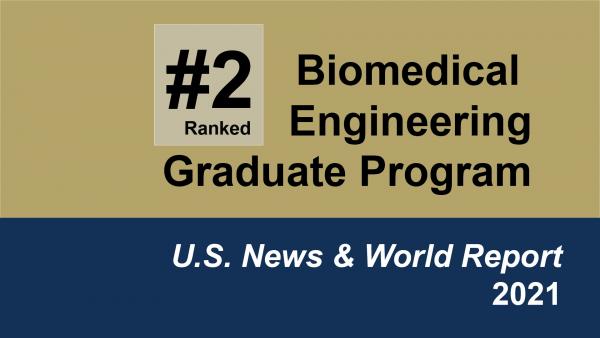 Biomedical Engineering Ranked #2 in U.S. News Graduate Rankings for 2021