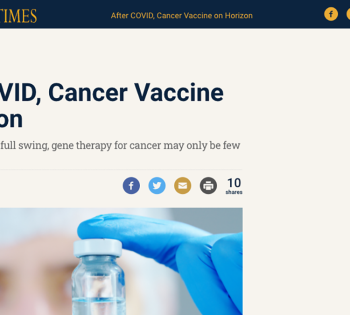 A screenshot of the Atlanta Jewish Times story, "After COVID, Cancer Vaccine on Horizon," which includes Coulter Department Regents Professor Mark Borodovsky.