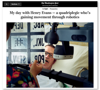 Screenshot of Washington Post In Sight photo blog: "My day with Henry Evans – a quadriplegic who's gaining movement through robotics"