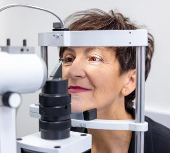 Older woman getting an eye exam