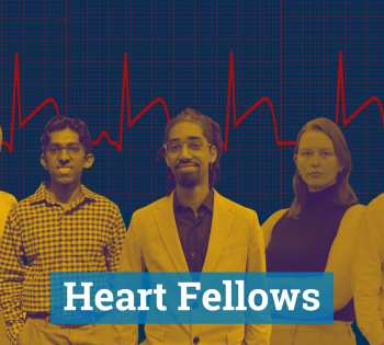 Graphic image of a group of five students from the Coulter BME Cardiovascular Biomechanics Graduate Training Program at Emory and Georgia Tech 