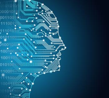 Image of a human silhouette outlined with digital network lines representing artificial intelligence