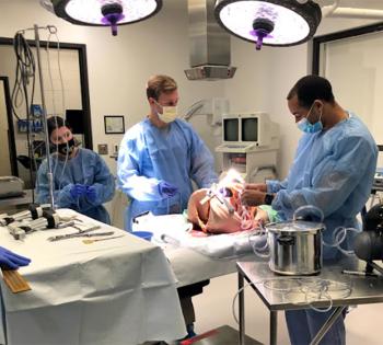The Incredibles at work: (L-R) Caitlyn Nycum, Alexander (Zander) Prewitt, and Devin Jackson make good use of the operating room in T3 Labs.