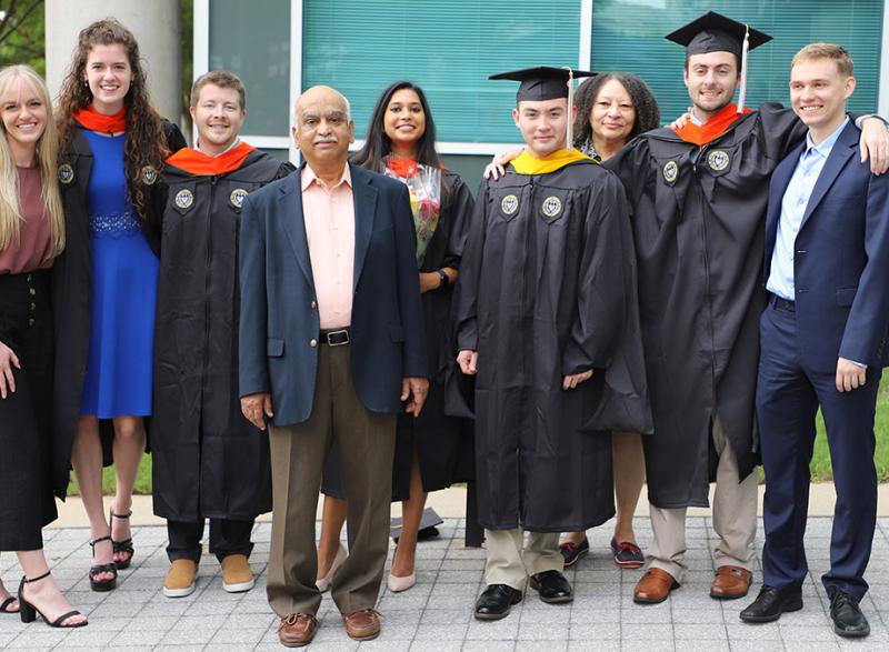 Group photo of some MBID graduates with program leader Sathya Gourisankar. (Photo: Joshua Stewart)