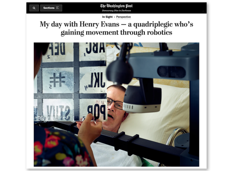 Screenshot of Washington Post In Sight photo blog: "My day with Henry Evans – a quadriplegic who's gaining movement through robotics"