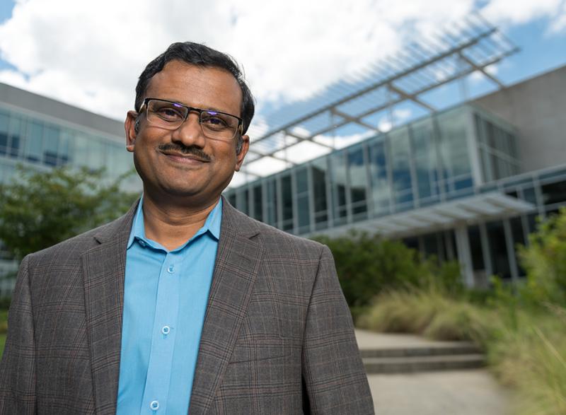 Krishnendu Roy outside the Petit Biotechnology Building at Georgia Tech. (Photo: Rob Felt)