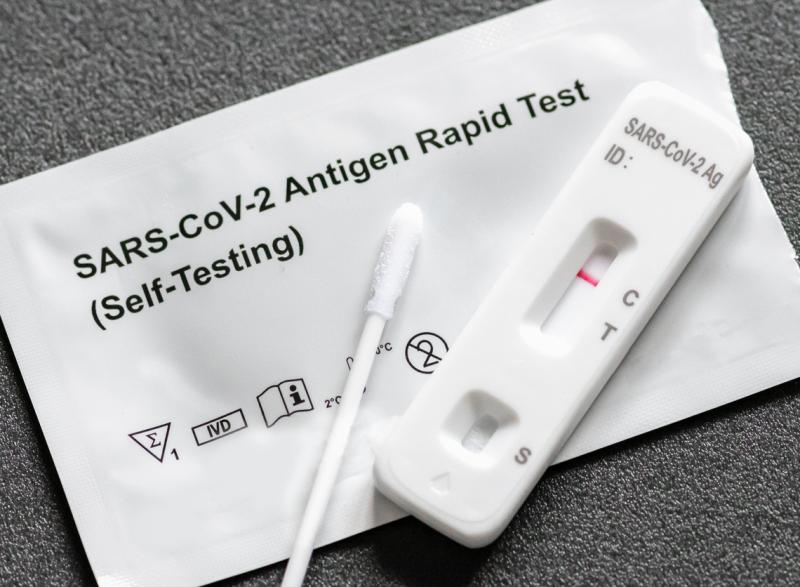 photo of a COVID-19 test with a cotton swab