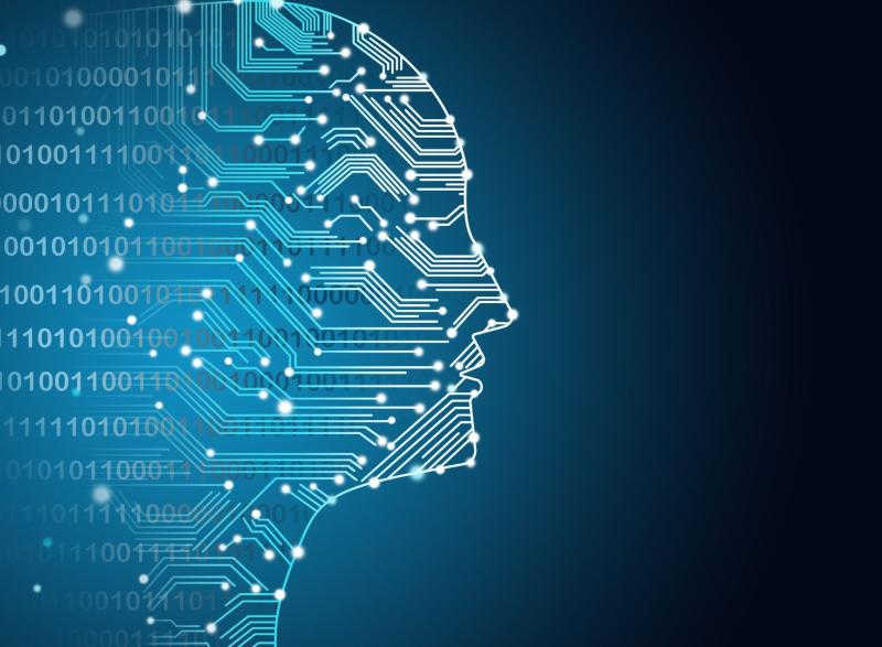 Image of a human silhouette outlined with digital network lines representing artificial intelligence