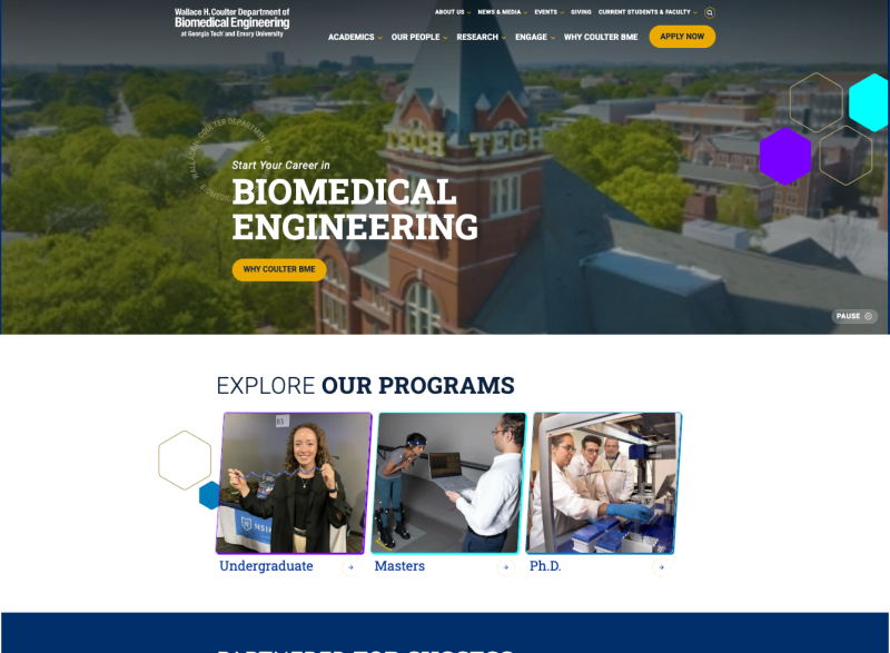Photo of a screenshot of the new homepage design for Coulter BME.