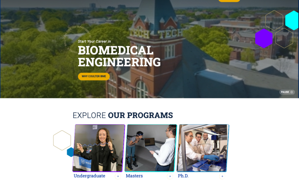 Photo of a screenshot of the new homepage design for Coulter BME.